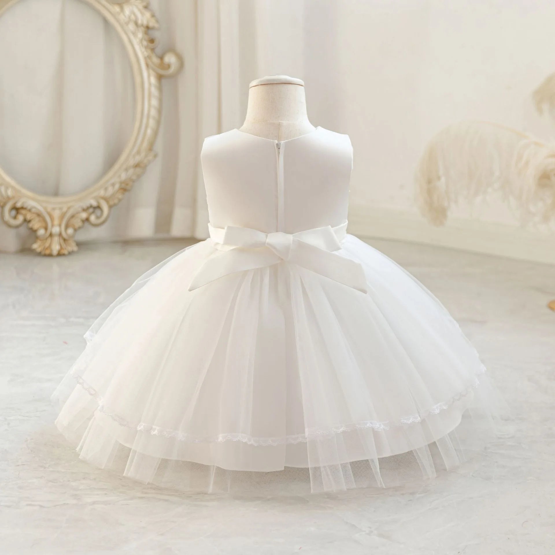 Princess Dress For Baby Girls First Birthday Sleeveless Lace Flower Girl Gown - PratSN