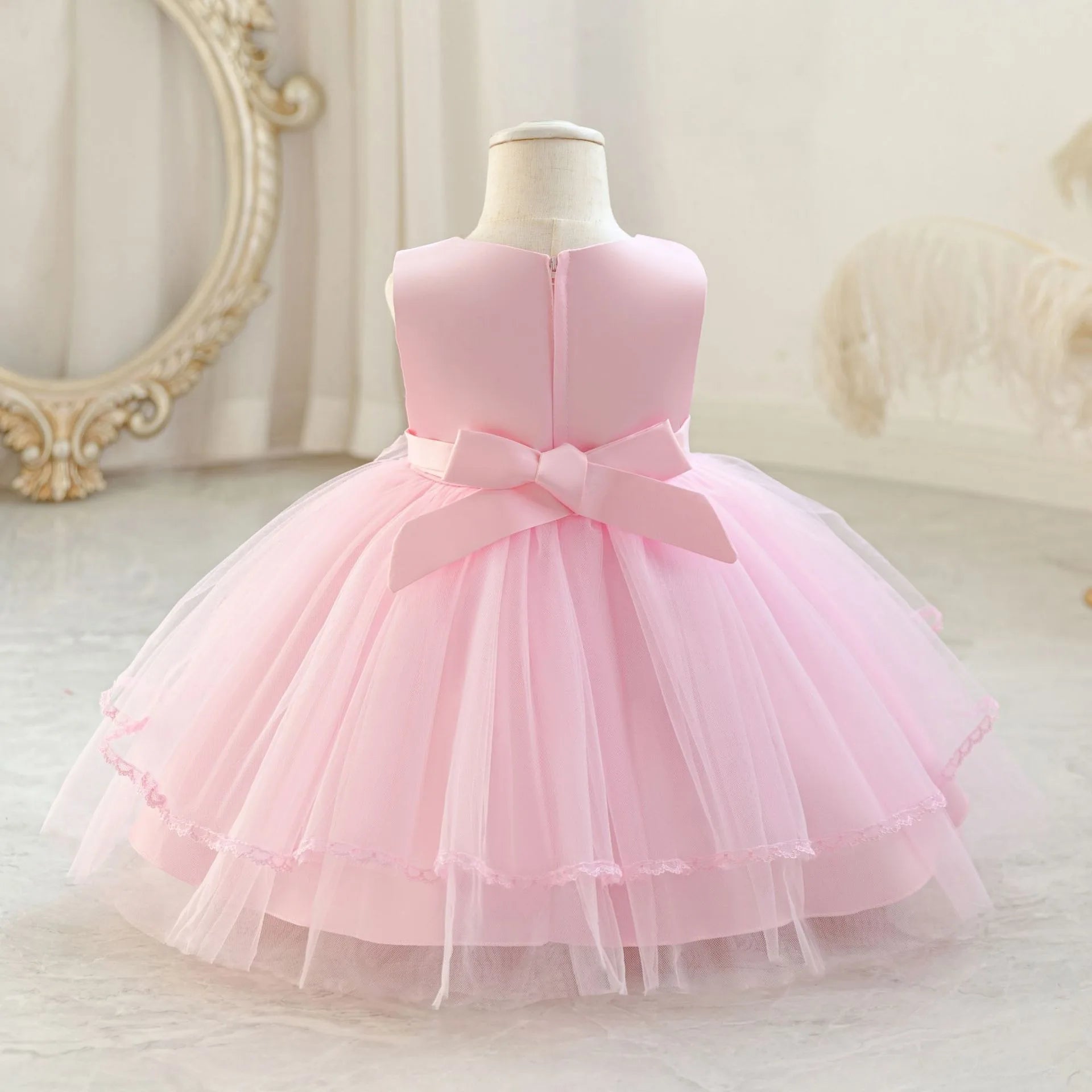 Princess Dress For Baby Girls First Birthday Sleeveless Lace Flower Girl Gown - PratSN