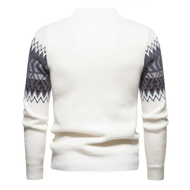 Printed Round Neck Sweater For Men - PratSN