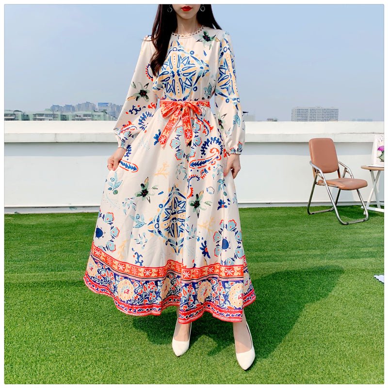 Puff Sleeve Totem Print Holiday Dress - PratSN