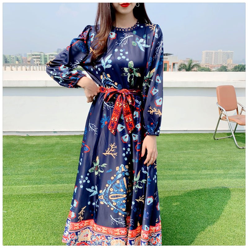 Puff Sleeve Totem Print Holiday Dress - PratSN