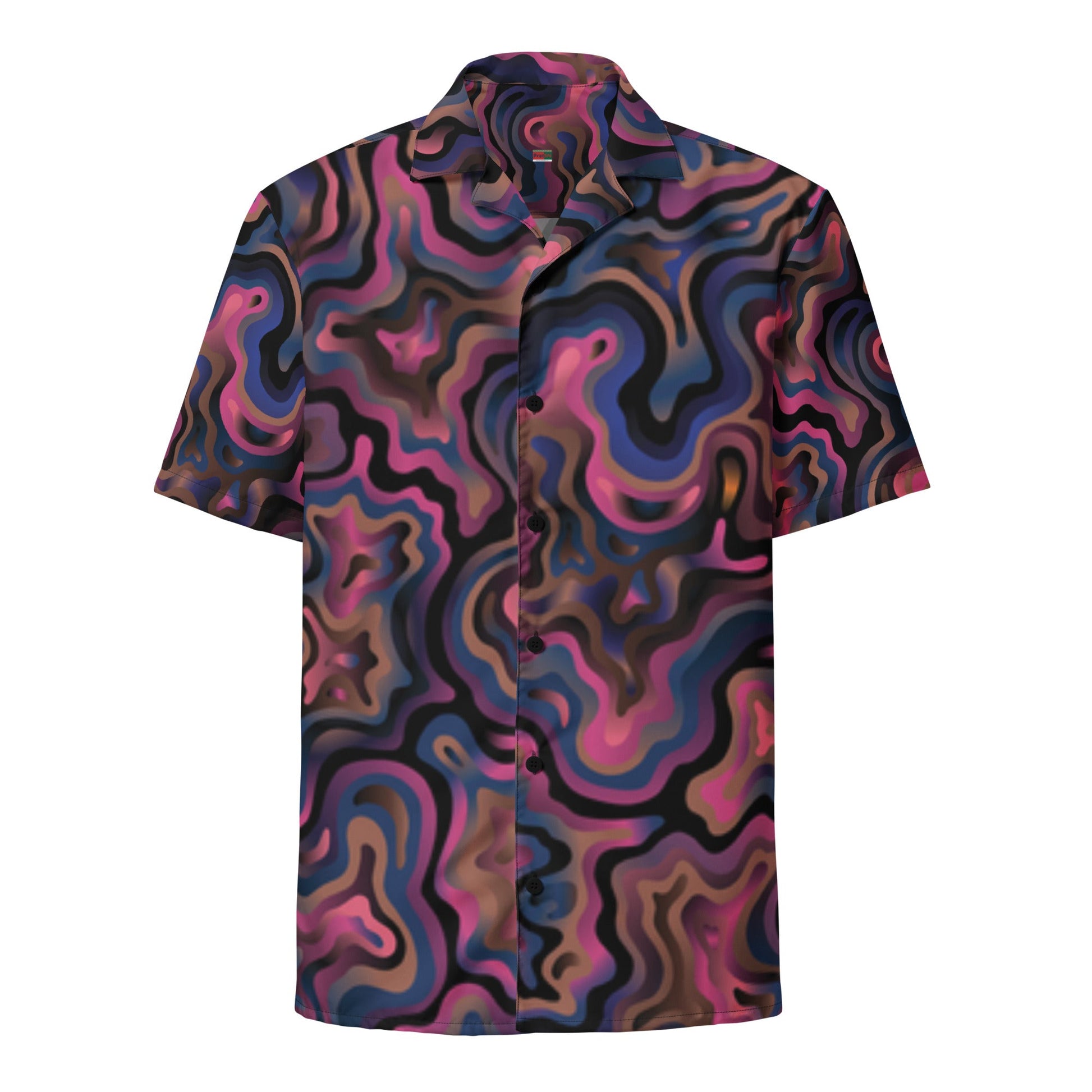 Purple Abstract Button Shirt for Men - Unisex Summer Beach Wear - PratSN