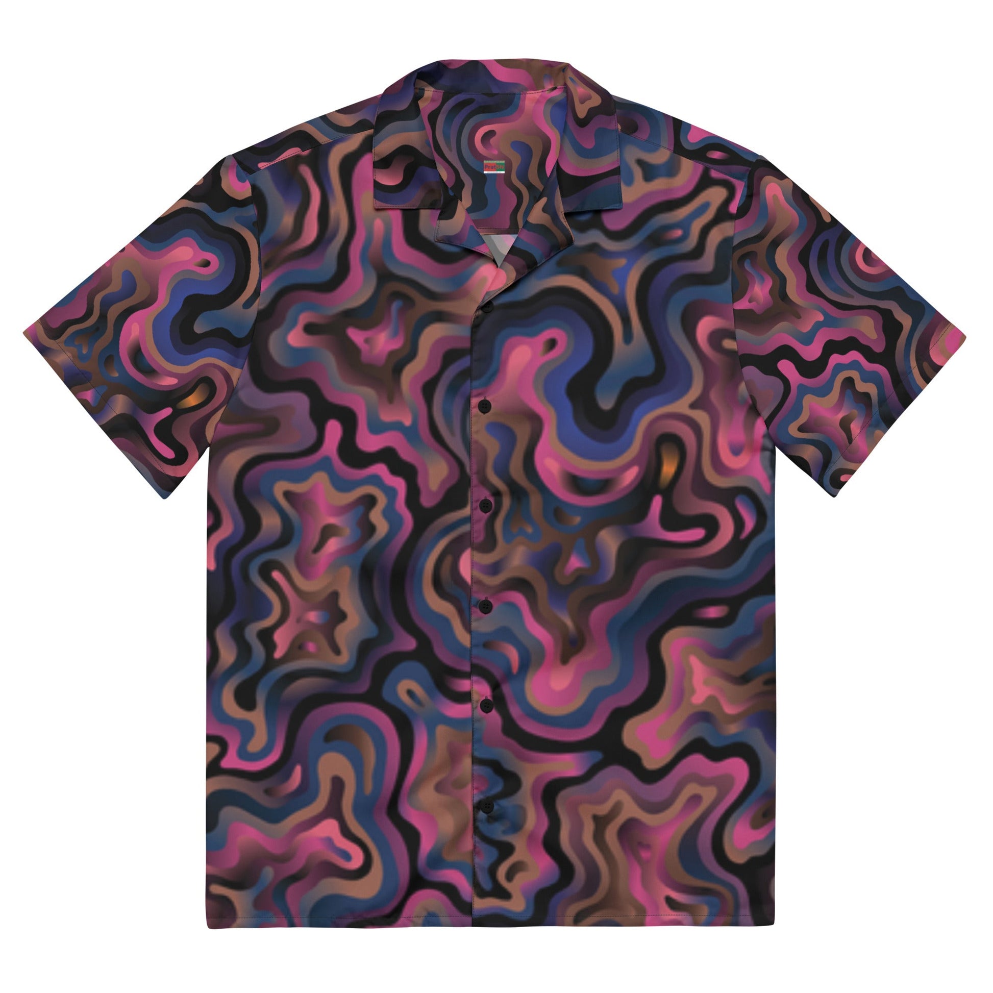 Purple Abstract Button Shirt for Men - Unisex Summer Beach Wear - PratSN