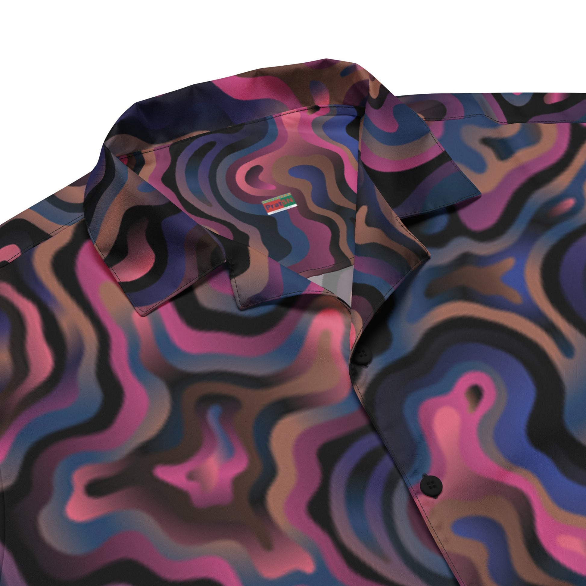 Purple Abstract Button Shirt for Men - Unisex Summer Beach Wear - PratSN