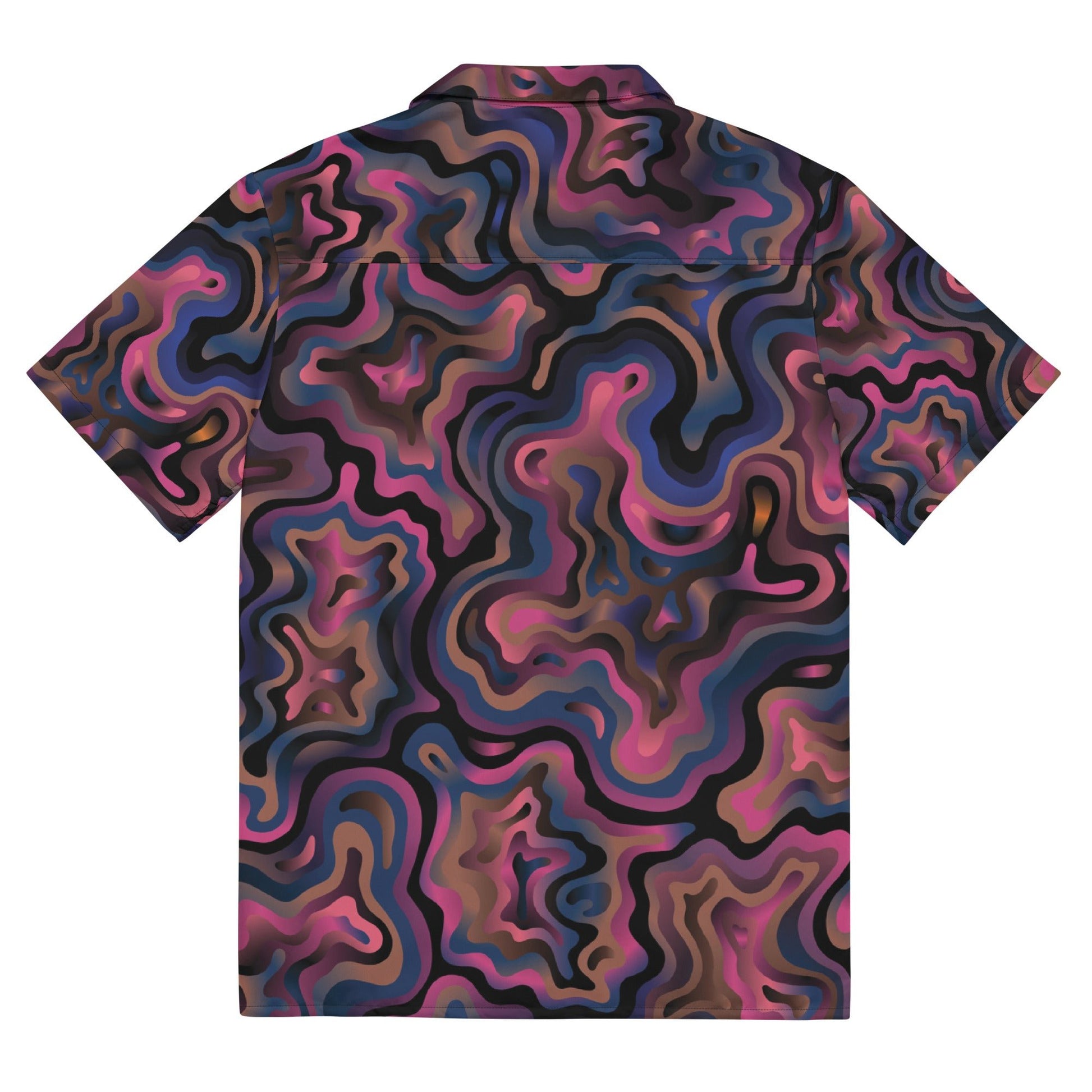 Purple Abstract Button Shirt for Men - Unisex Summer Beach Wear - PratSN