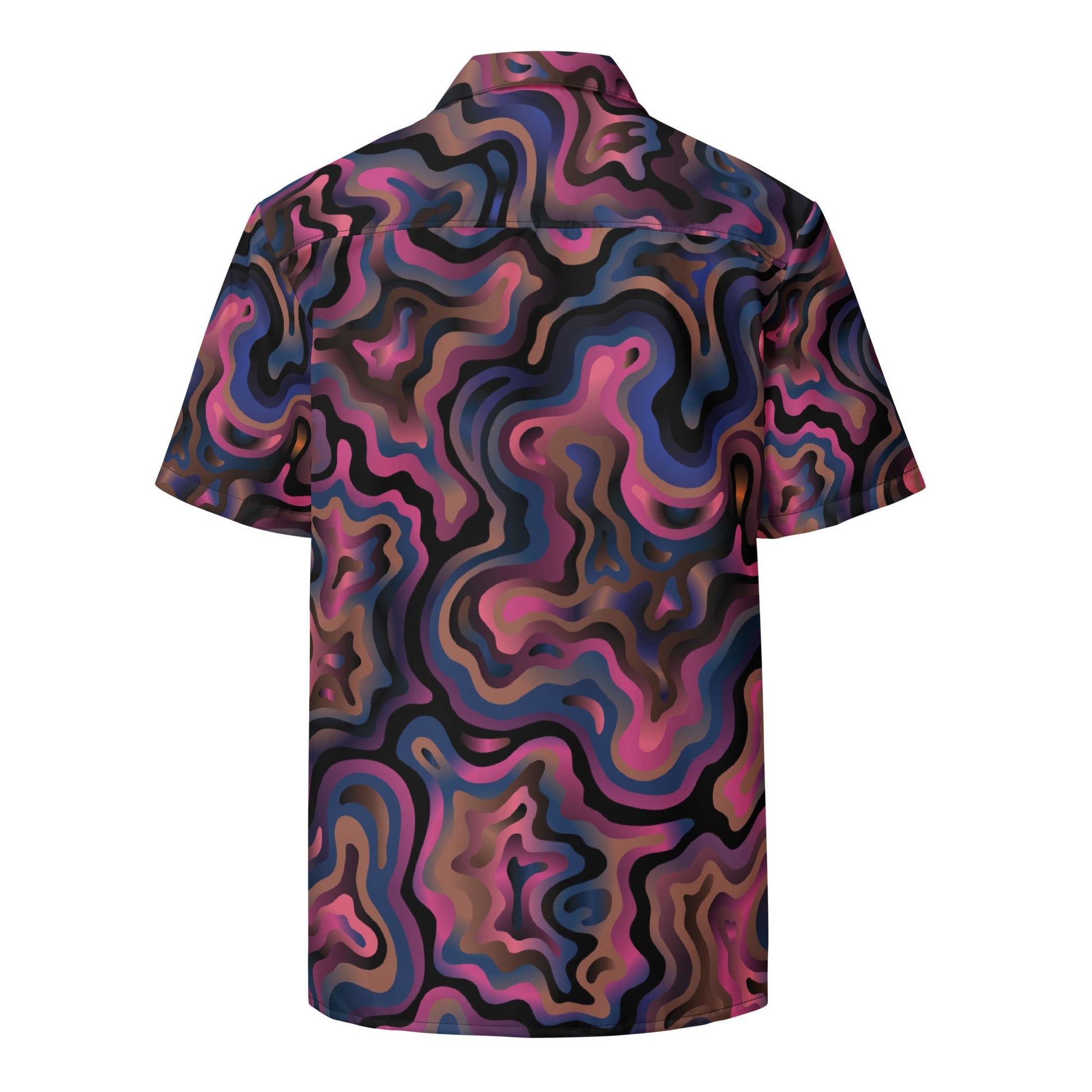 Purple Abstract Button Shirt for Men - Unisex Summer Beach Wear - PratSN