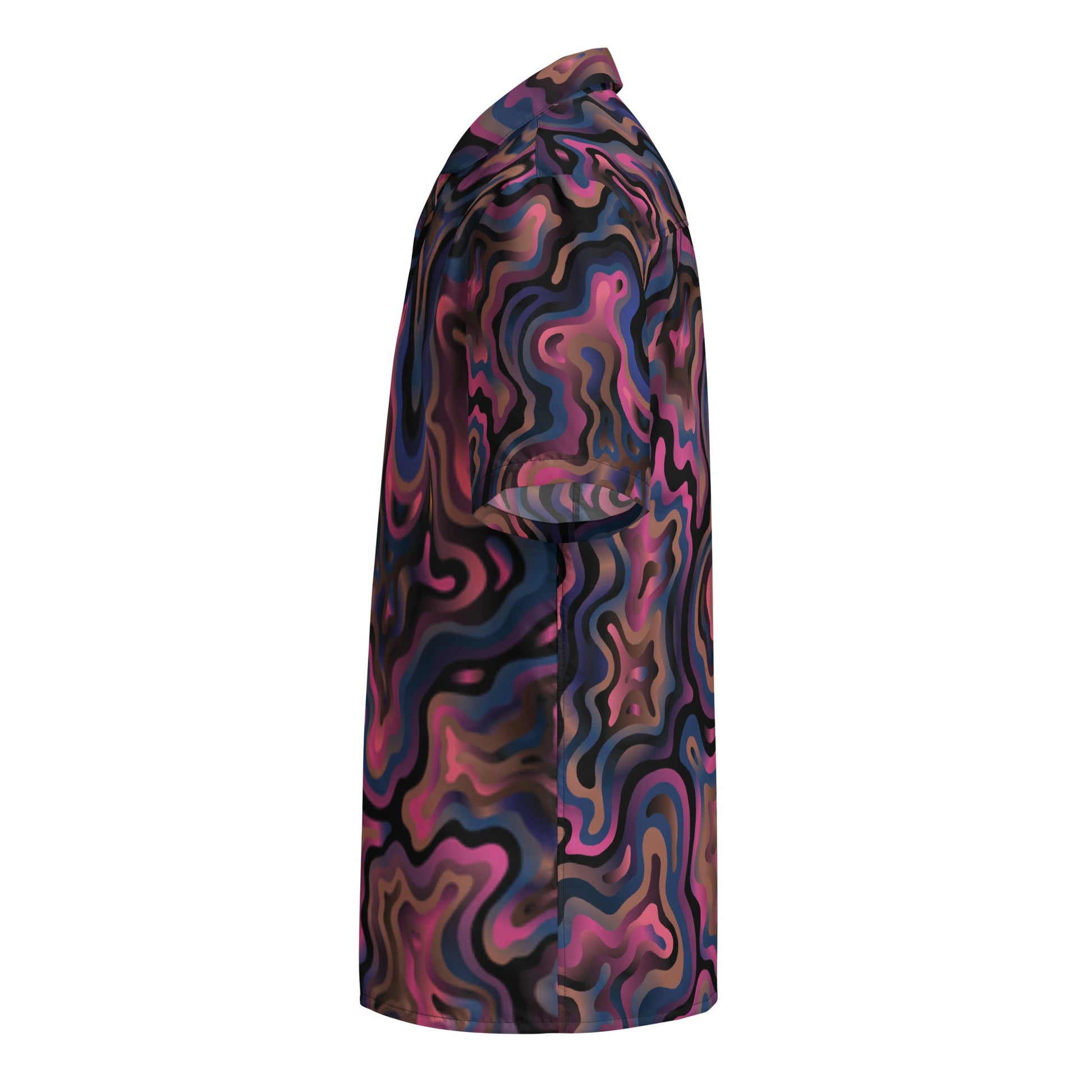 Purple Abstract Button Shirt for Men - Unisex Summer Beach Wear - PratSN