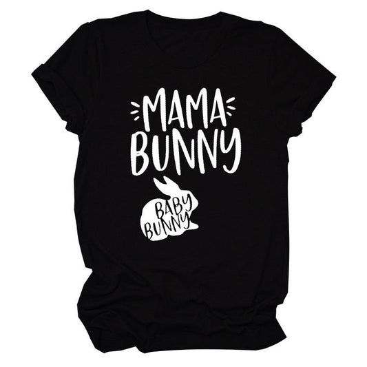 Rabbit Print Letters Short - Sleeved T-Shirt Top - PratSN