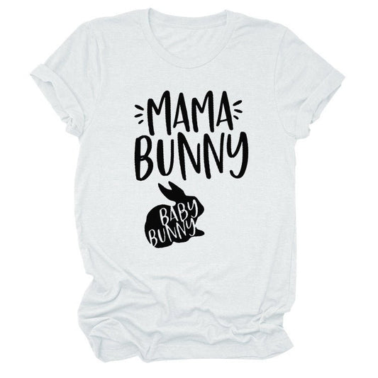 Rabbit Print Letters Short - Sleeved T-Shirt Top - PratSN