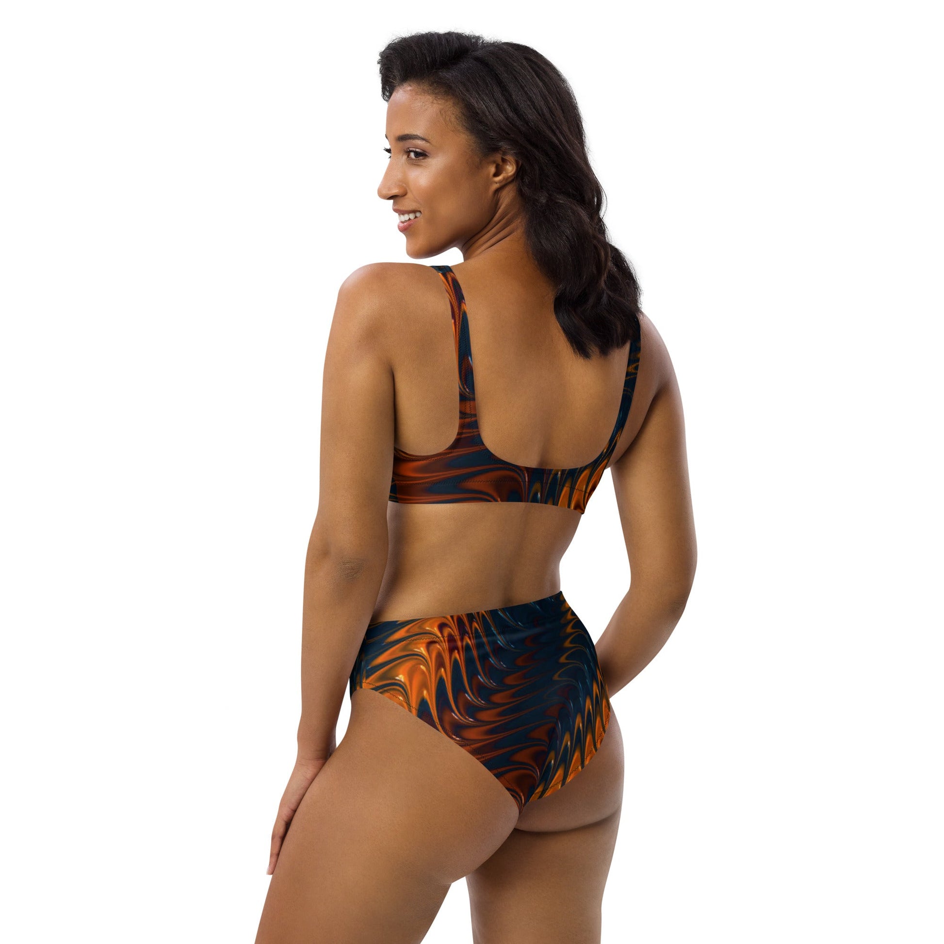 Recycled high - waisted bikini, Brown Beach dress, Beach dress for summer and spring - PratSN
