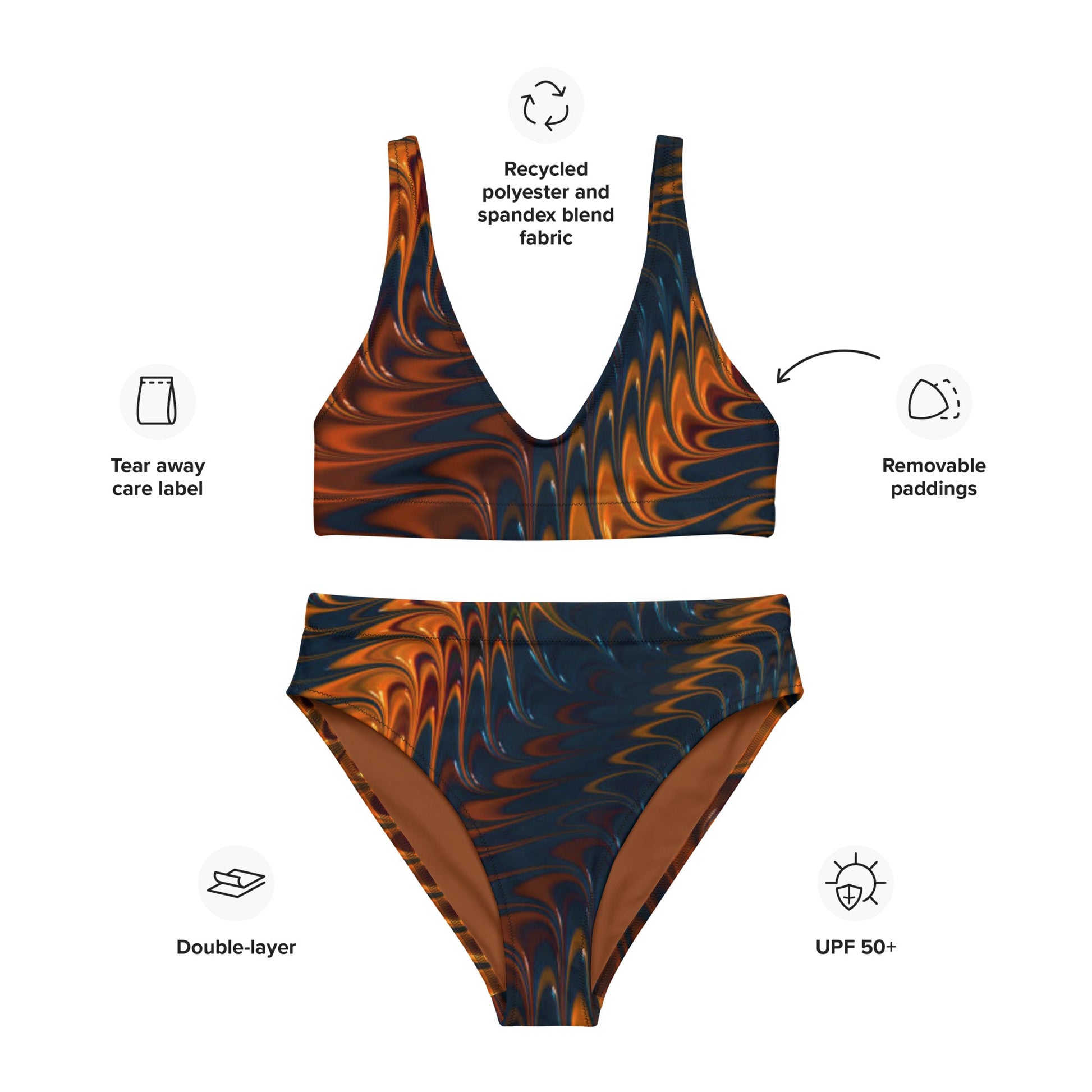 Recycled high - waisted bikini, Brown Beach dress, Beach dress for summer and spring - PratSN