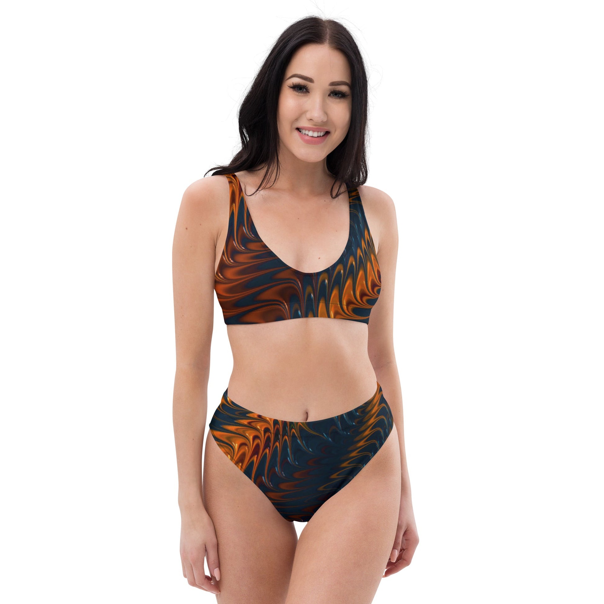 Recycled high - waisted bikini, Brown Beach dress, Beach dress for summer and spring - PratSN