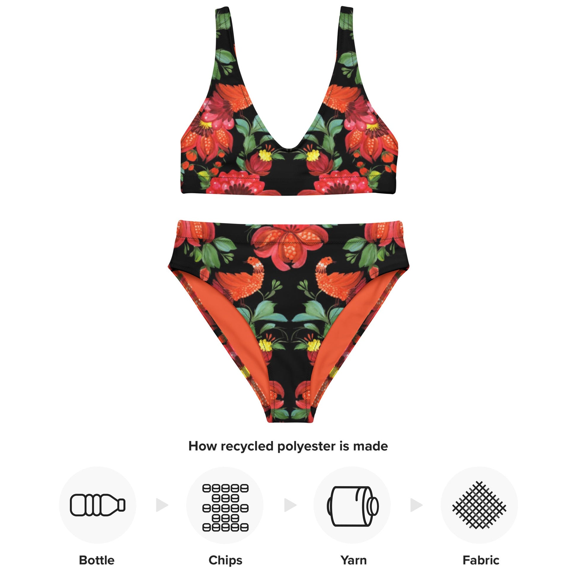Recycled high - waisted bikini, Floral Pattern - PratSN