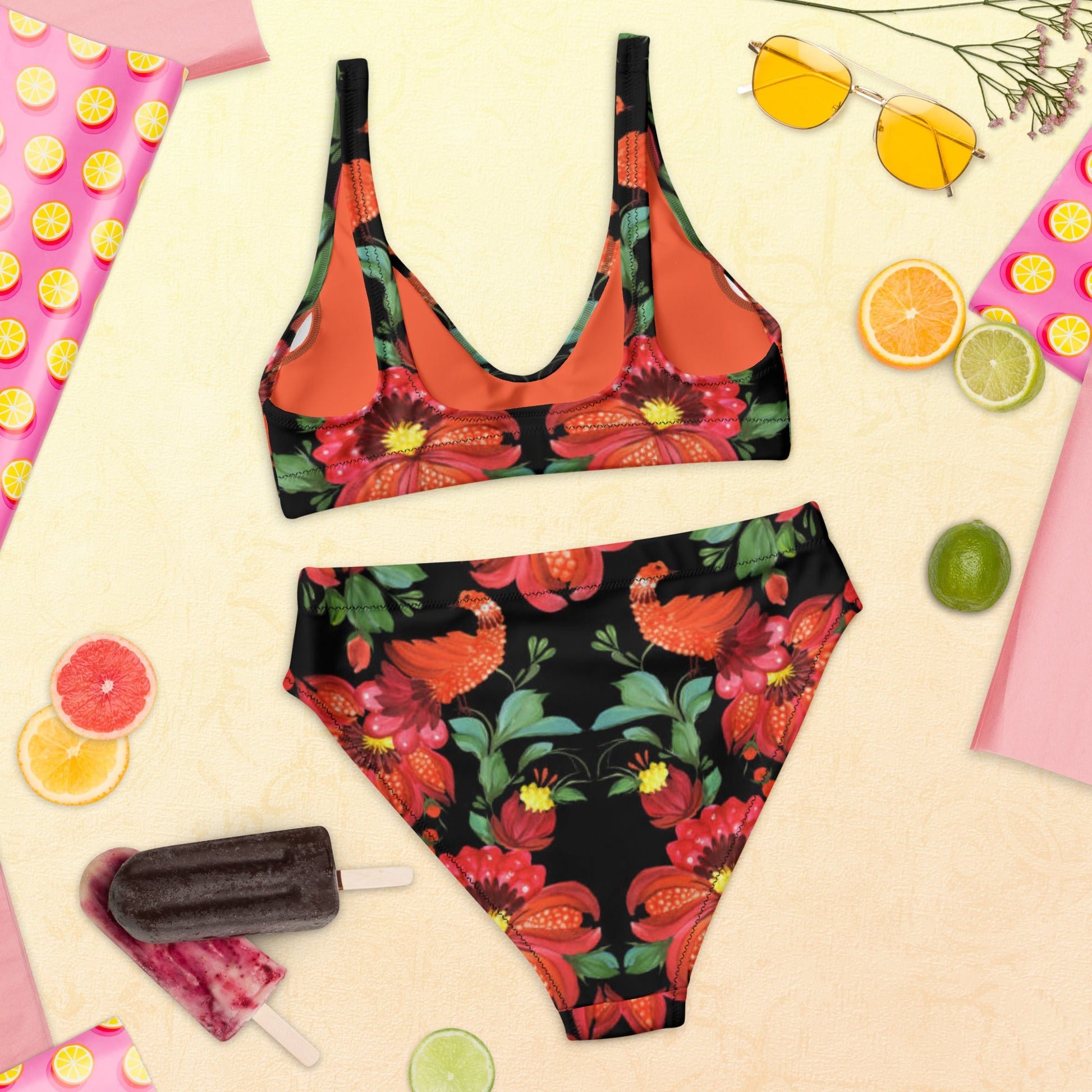 Recycled high - waisted bikini, Floral Pattern - PratSN