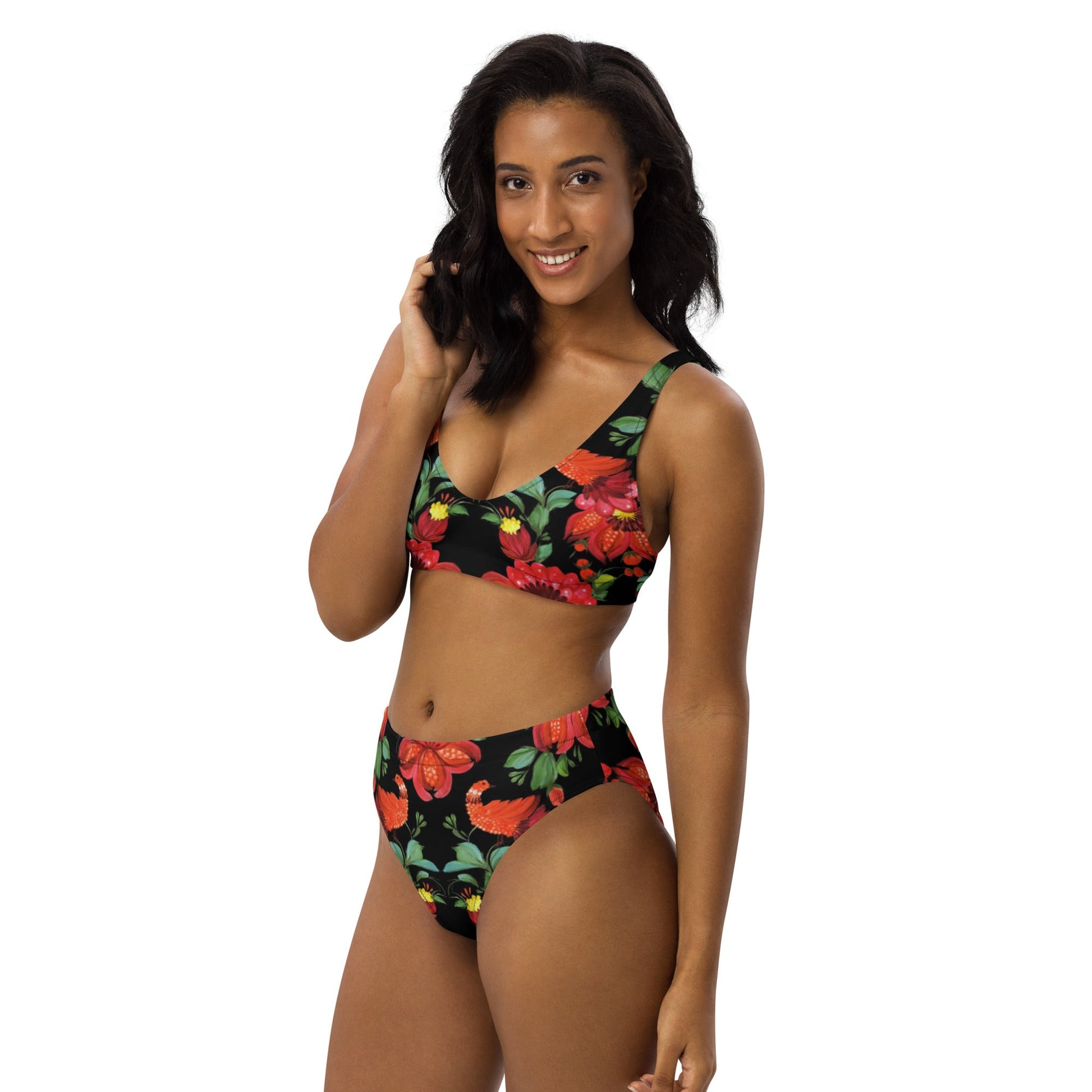 Recycled high - waisted bikini, Floral Pattern - PratSN