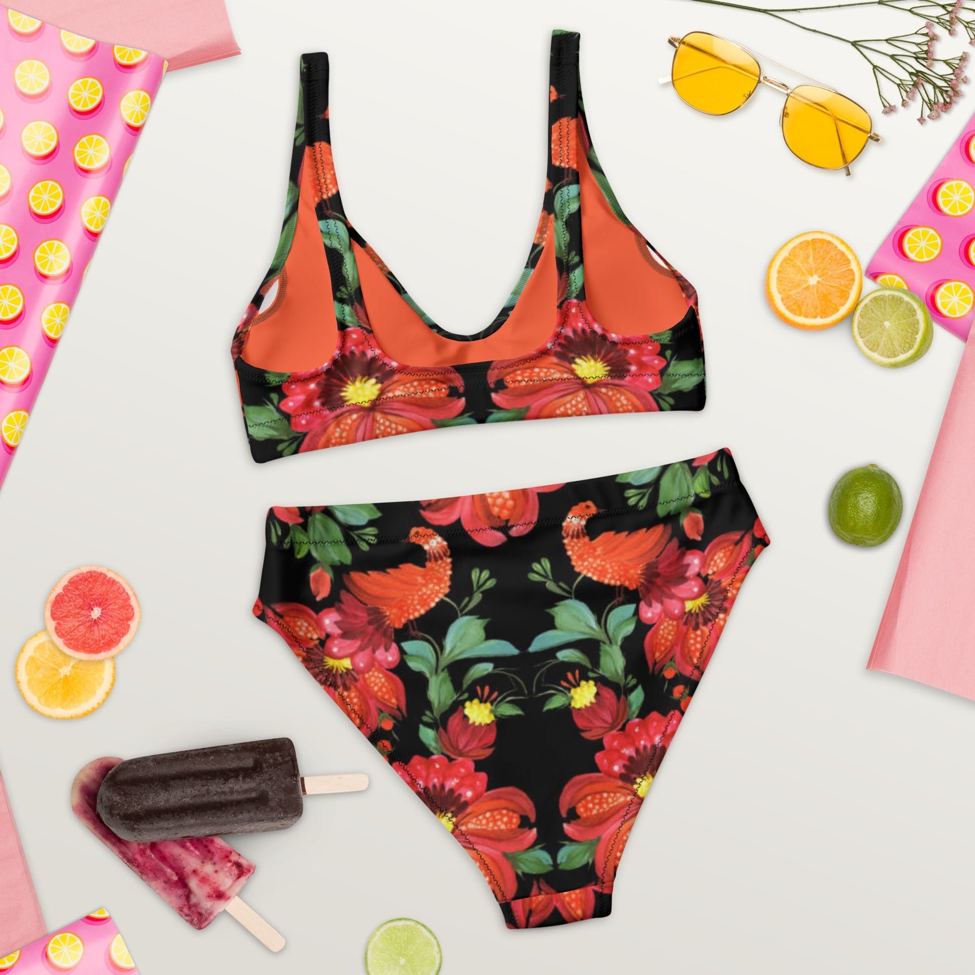 Recycled high - waisted bikini, Floral Pattern - PratSN
