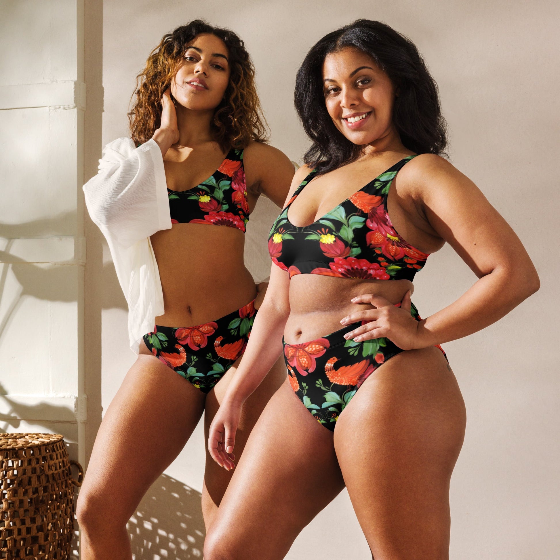 Recycled high - waisted bikini, Floral Pattern - PratSN
