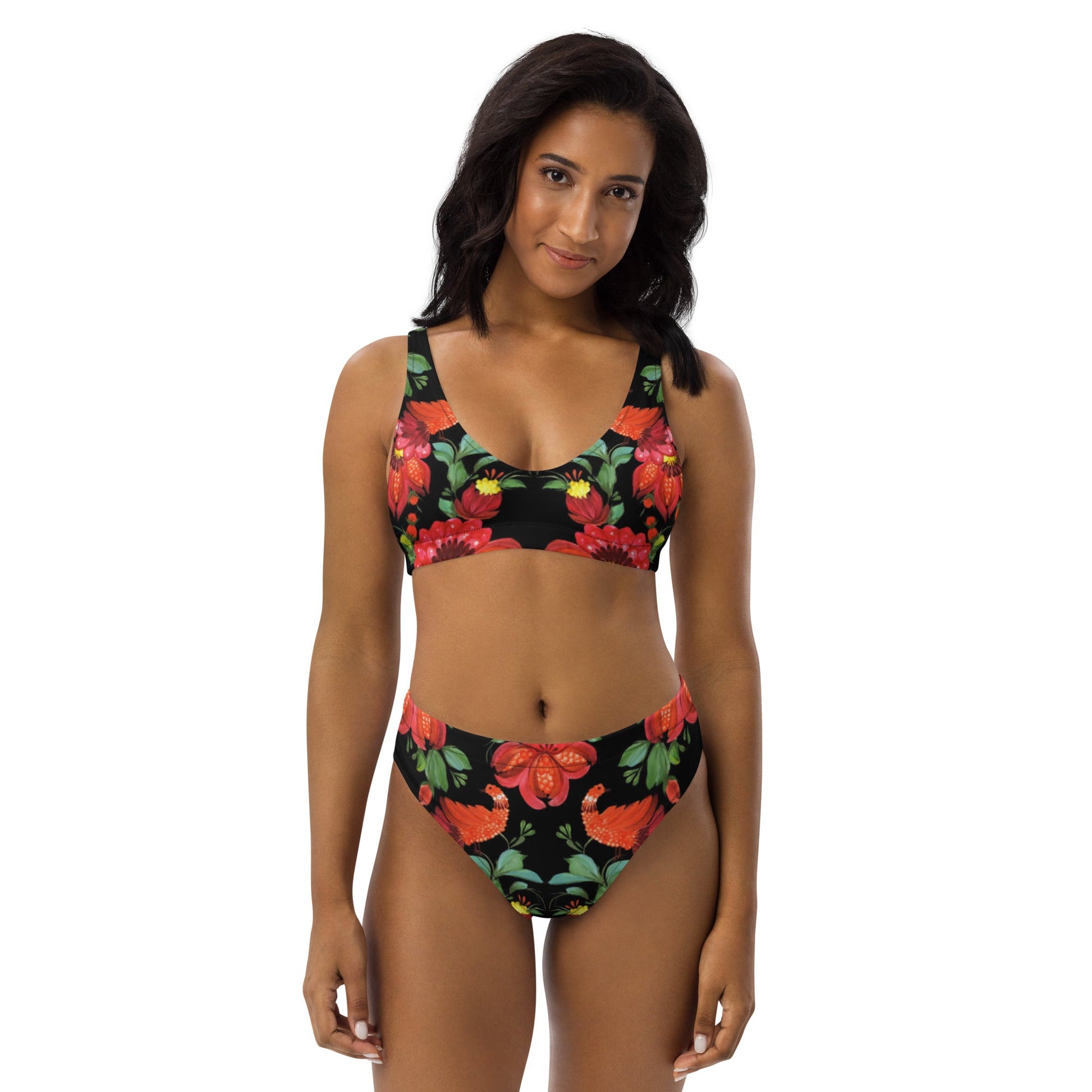 Recycled high - waisted bikini, Floral Pattern - PratSN