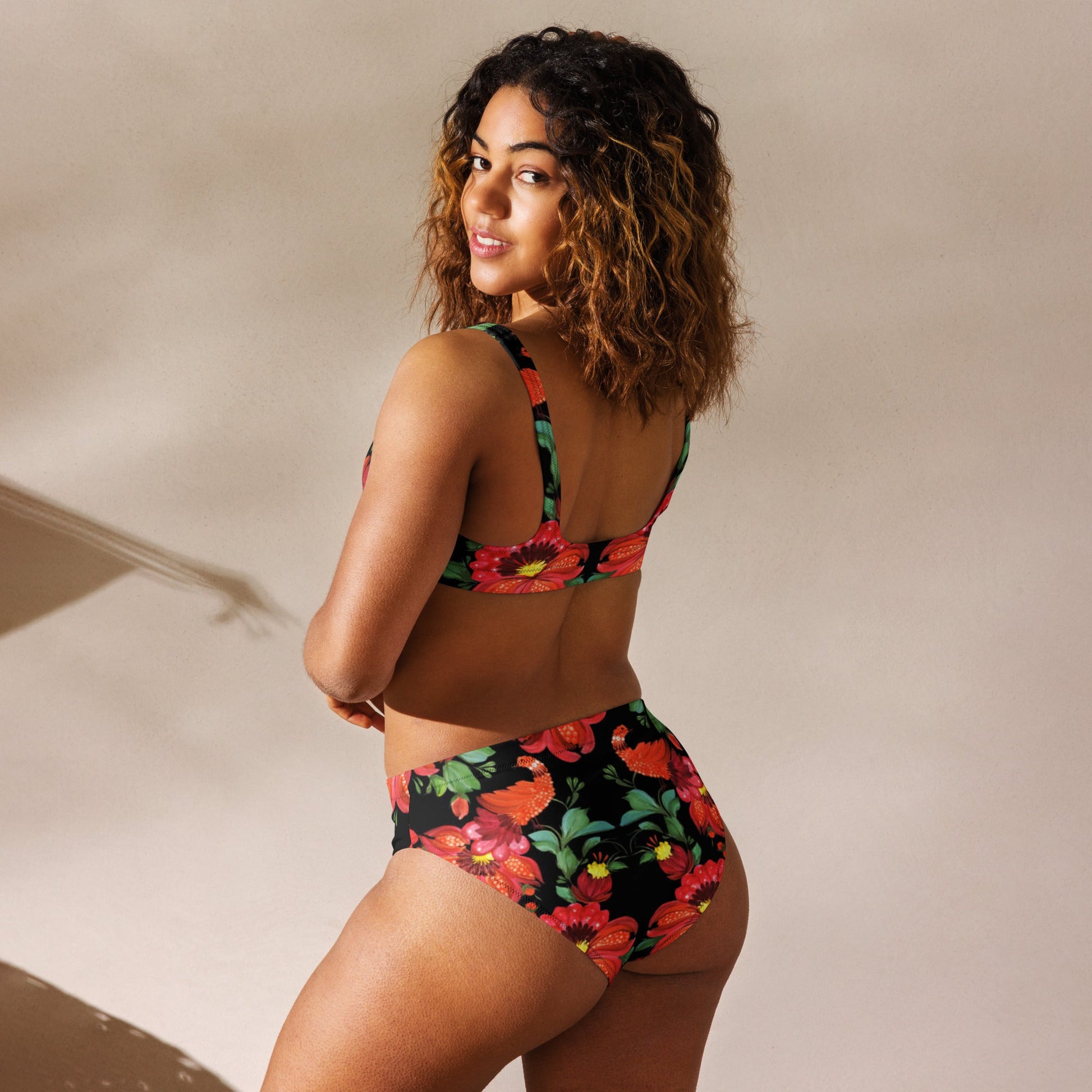 Recycled high - waisted bikini, Floral Pattern - PratSN