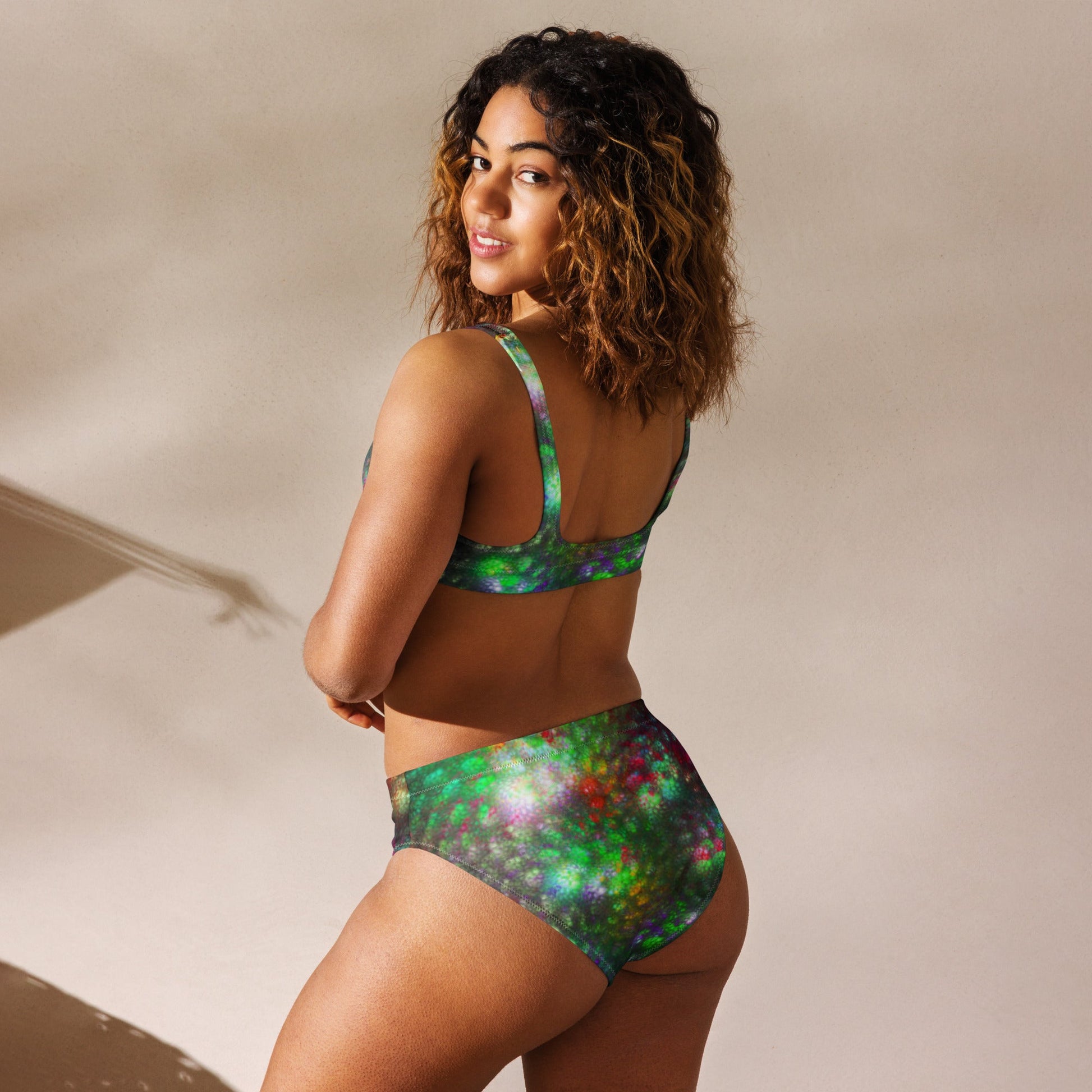Recycled high - waisted bikini, Green Swimsuit for Women Vacation Beachwear Cruise Swimsuit, Bikini, Gift Bathing Suit - PratSN