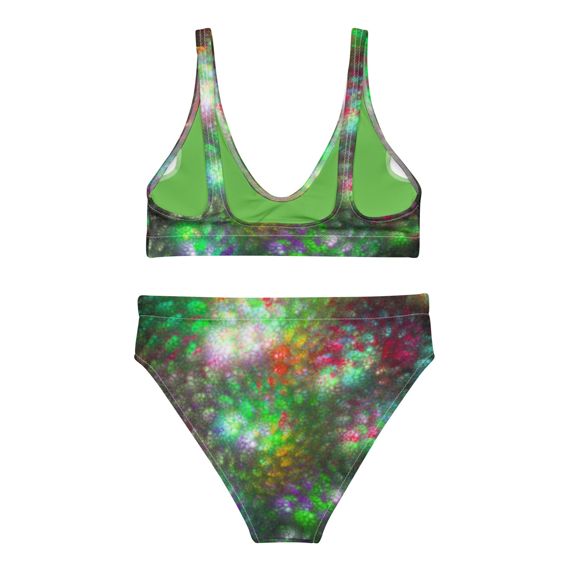 Recycled high - waisted bikini, Green Swimsuit for Women Vacation Beachwear Cruise Swimsuit, Bikini, Gift Bathing Suit - PratSN