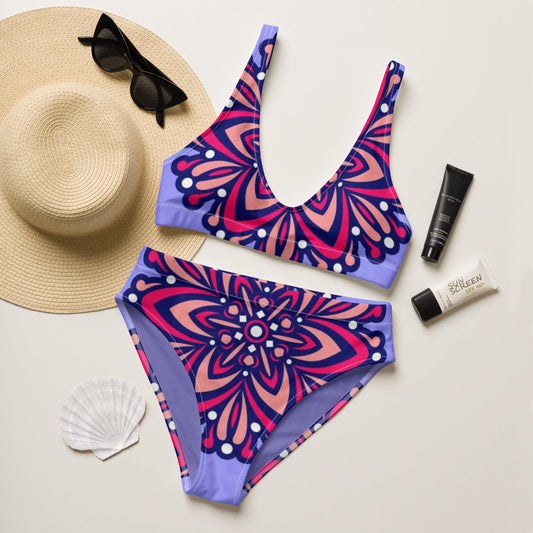 Recycled high - waisted bikini, multicolor print, two - piece Bikini - PratSN