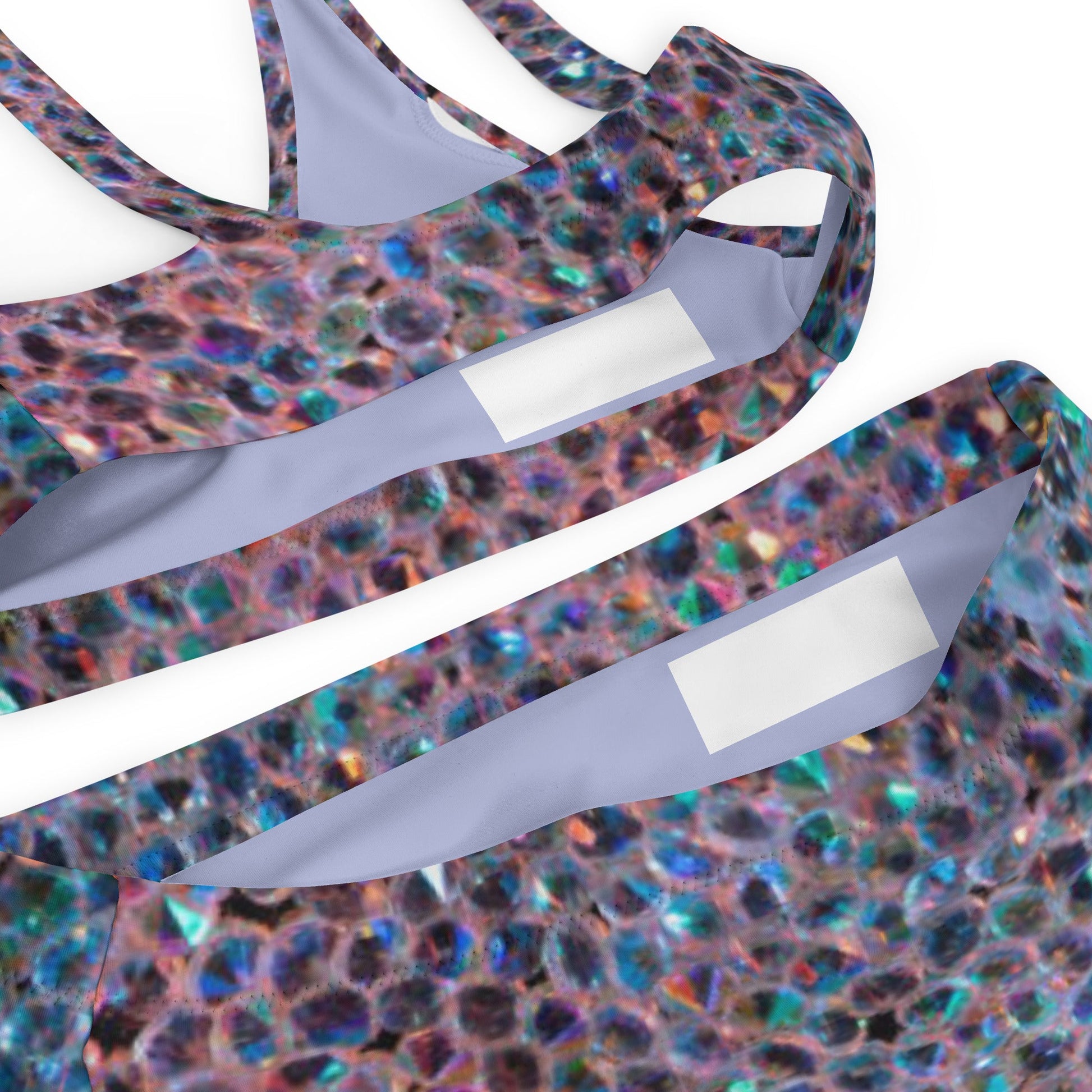Recycled high - waisted bikini, Rhinestone print (Not Real Sequins Design Is Printed onto fabric) - PratSN
