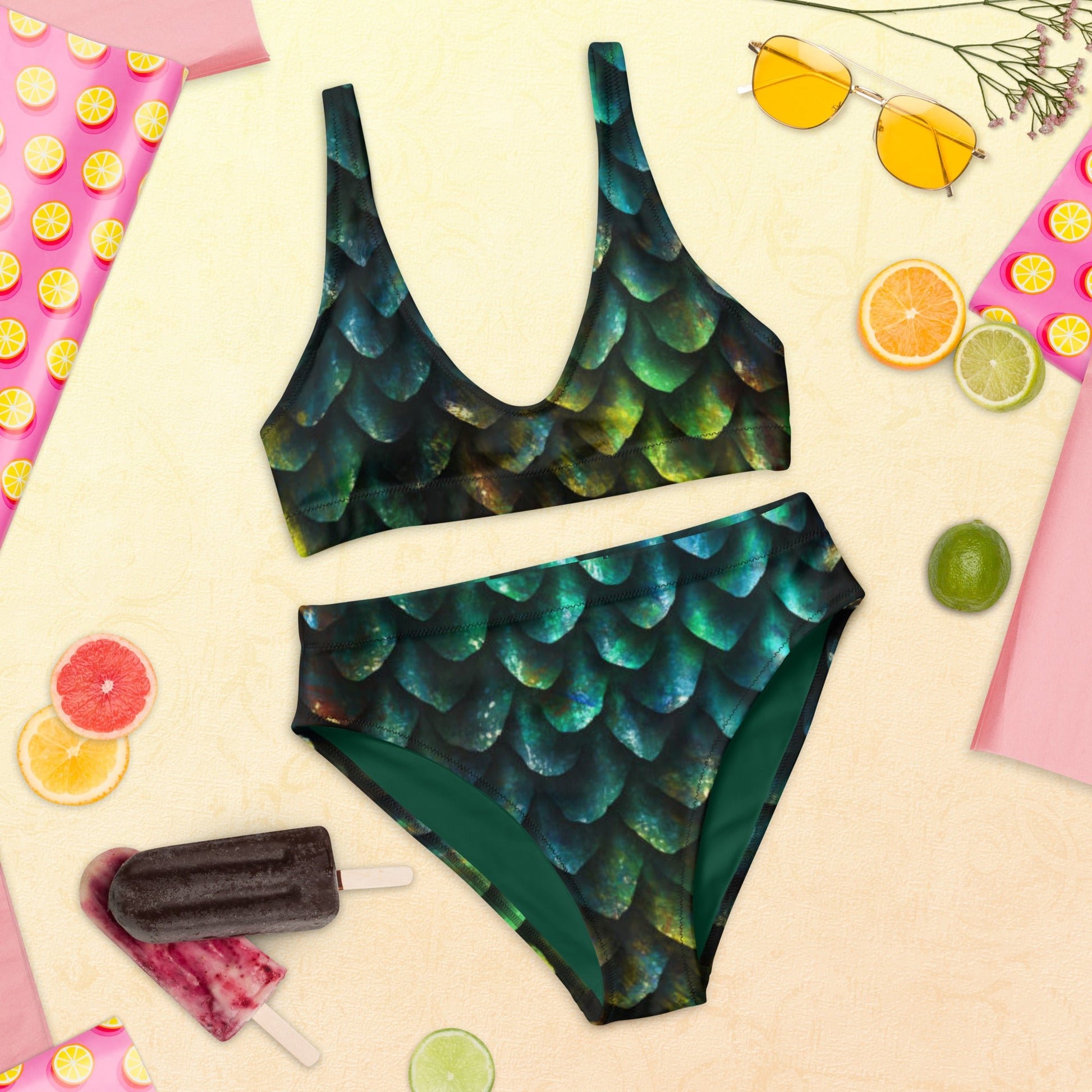 Recycled high - waisted bikini, Scale print, two - piece Bikini - PratSN