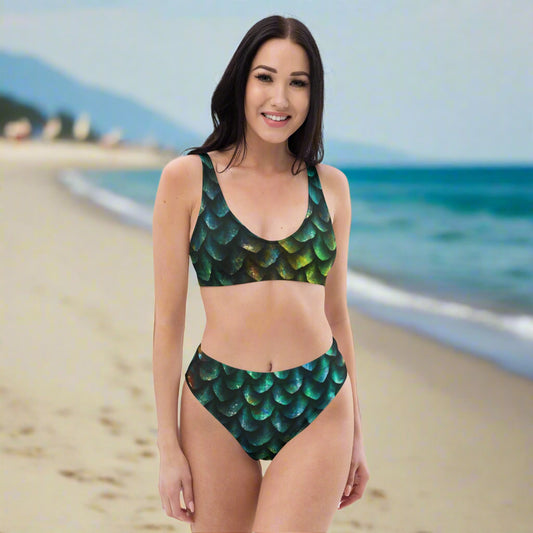 Recycled high - waisted bikini, Scale print, two - piece Bikini - PratSN