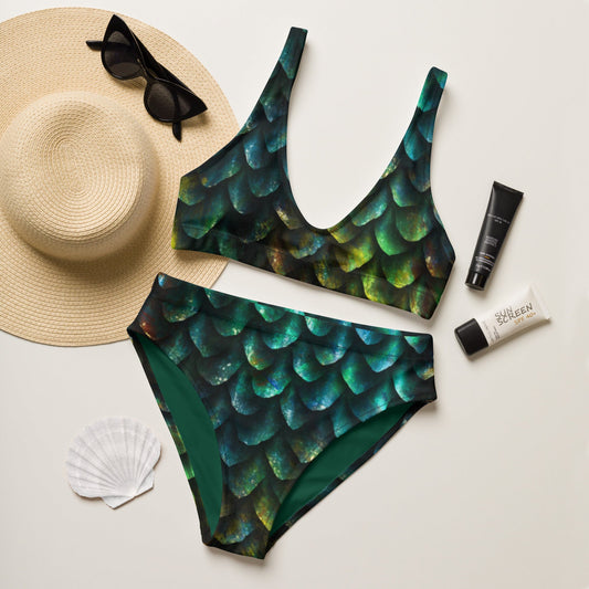 Recycled high - waisted bikini, Scale print, two - piece Bikini - PratSN