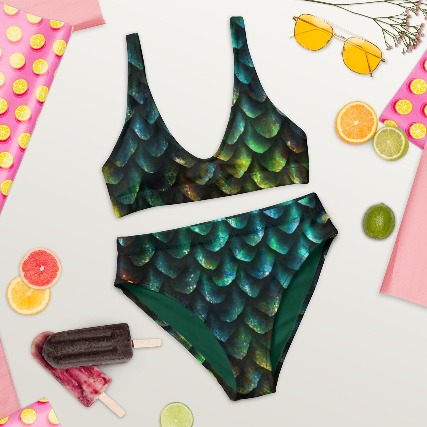 Recycled high - waisted bikini, Scale print, two - piece Bikini - PratSN