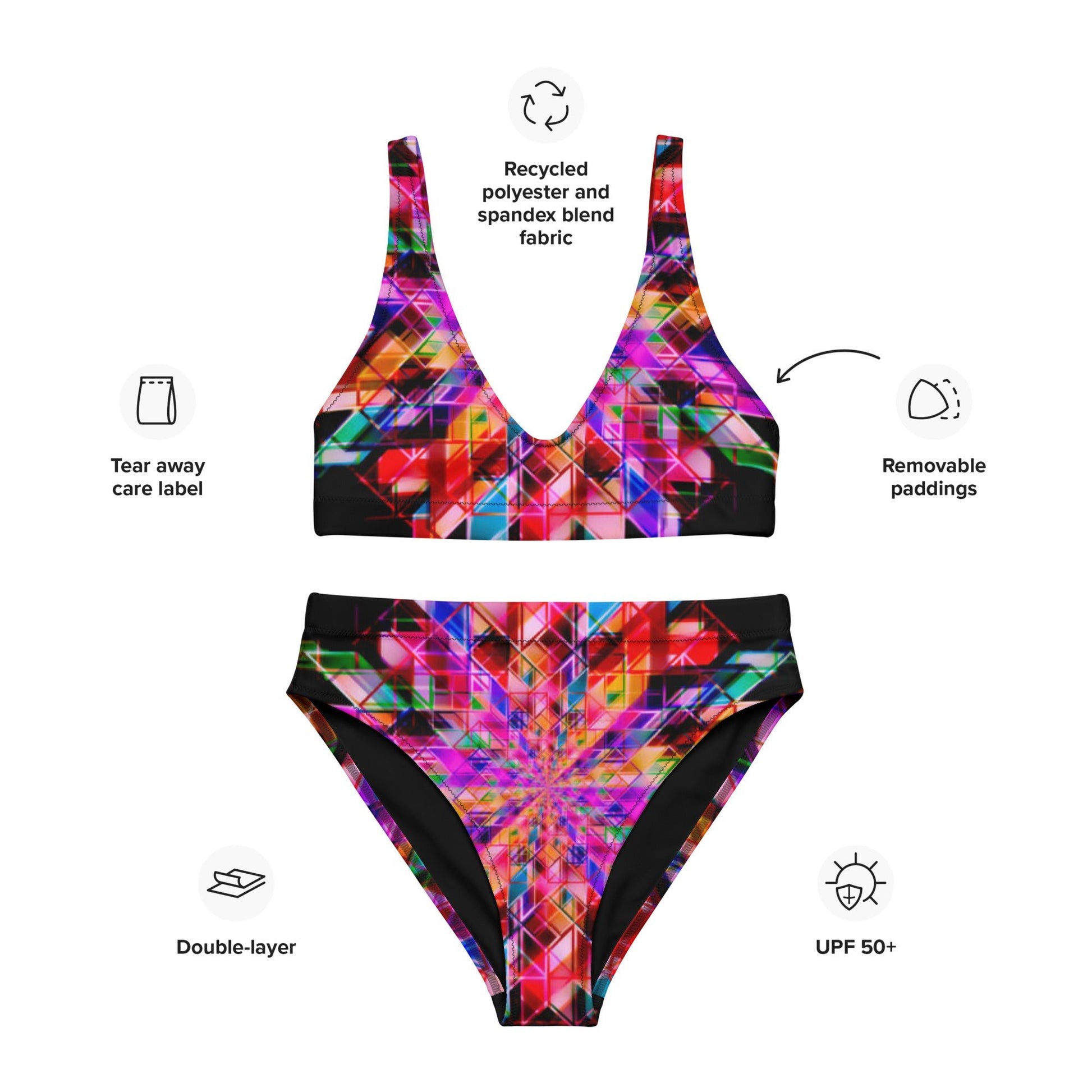 Recycled high - waisted bikini, Swimsuit for Women Vacation Beachwear Cruise Swimsuit, Bikini, Gift Bathing Suit - PratSN
