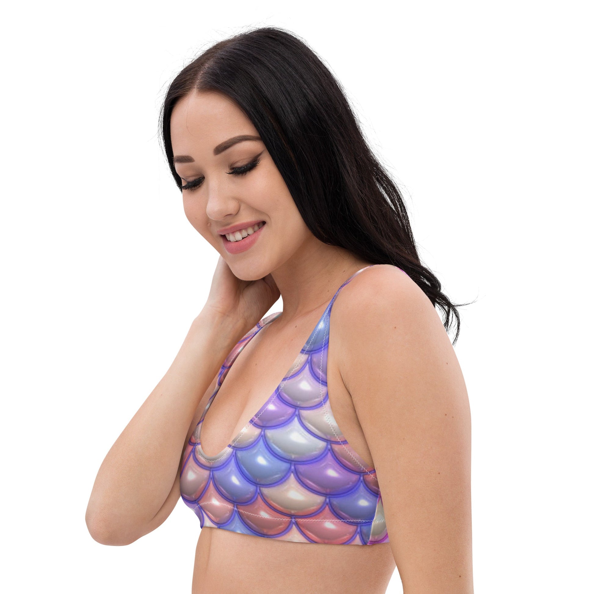 Recycled padded bikini top, Mermaid Pattern Outfit Cute Summer Spring Bikini - PratSN