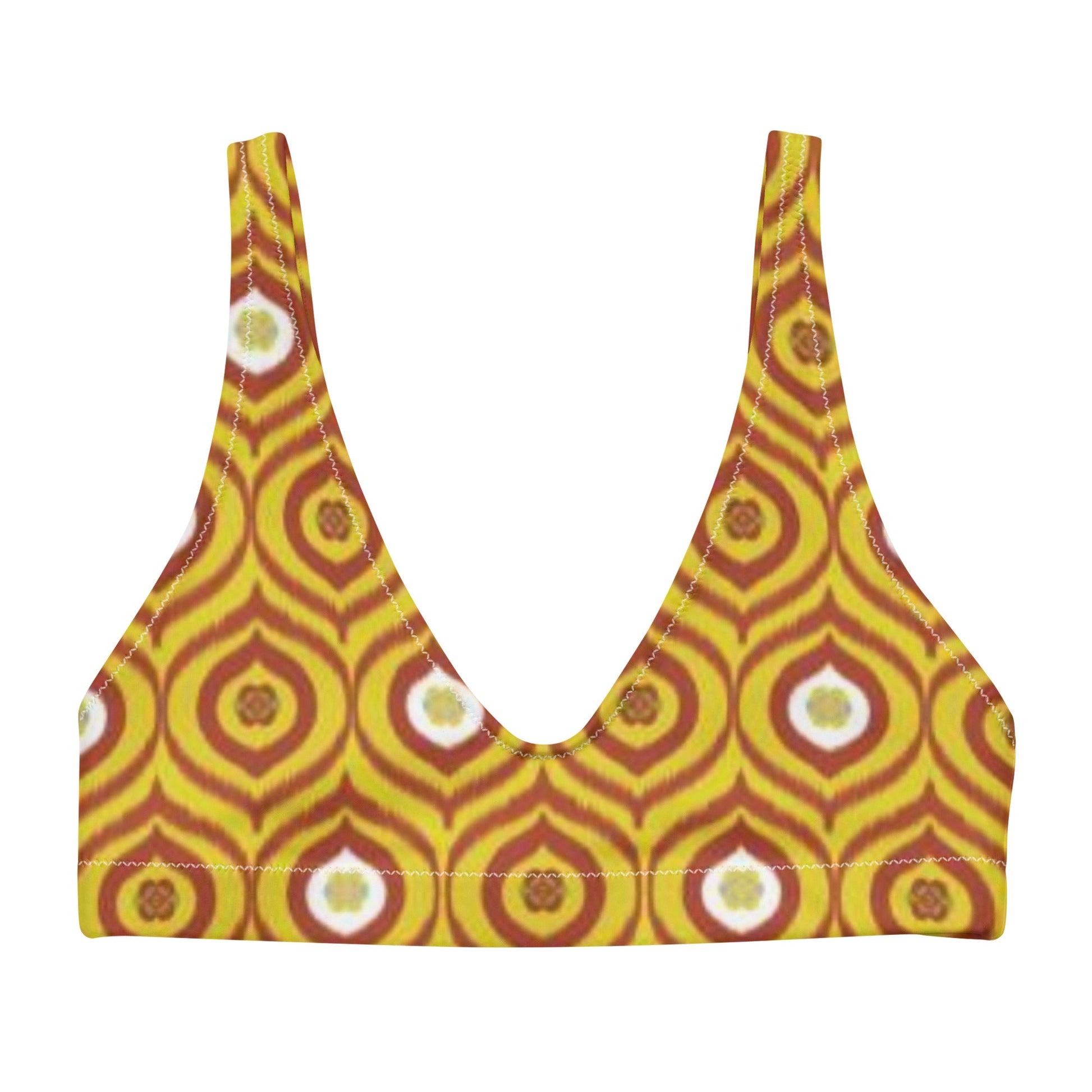 Recycled padded bikini top, Yellow Brown outfit, Cute Summer Bikini - PratSN
