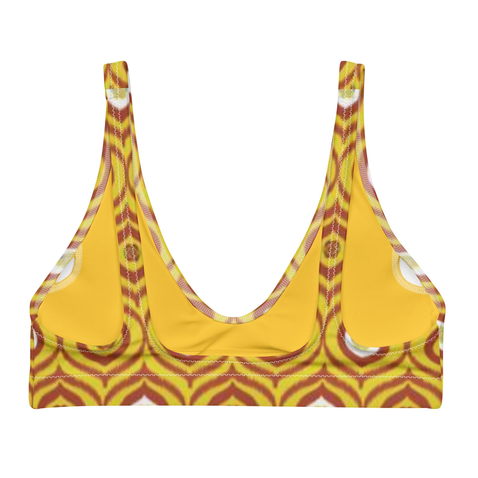 Recycled padded bikini top, Yellow Brown outfit, Cute Summer Bikini - PratSN