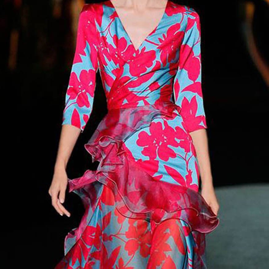Red Digital Printed Long Dress - PratSN