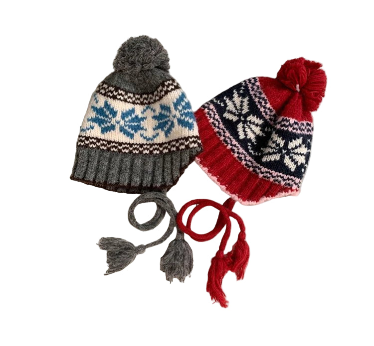 Retro Jacquard Warm Knitted Hat For Women Autumn And Winter Casual Versatile Cold - Proof Ear - Covering Beanie - PratSN