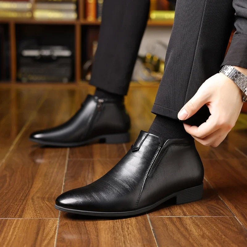 Retro Men Ankle Boots Luxury High - top Men Leather Shoes High Quality Non - Slip Motorcycle Boots Fashion Zipper Men Boots Big Size - PratSN