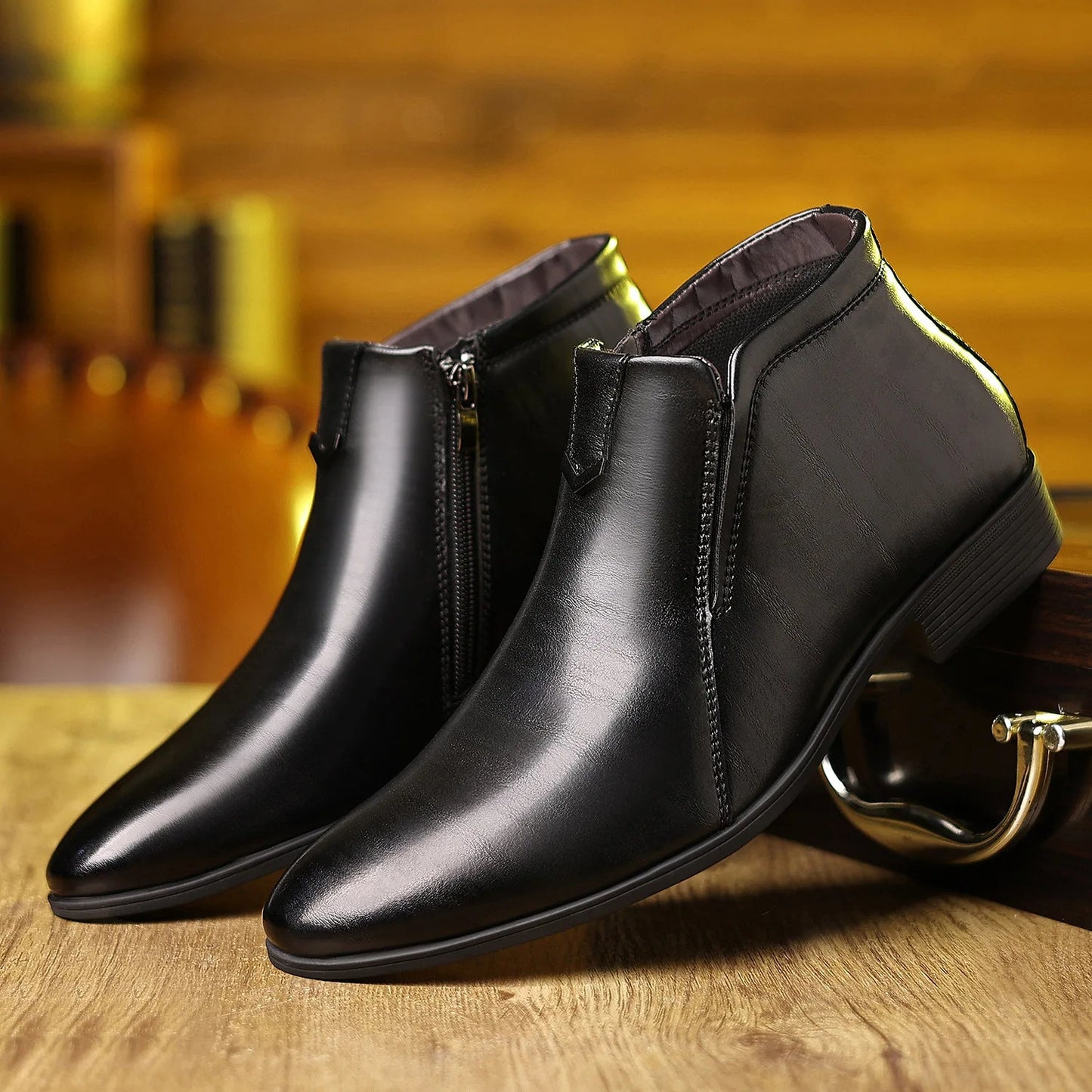 Retro Men Ankle Boots Luxury High - top Men Leather Shoes High Quality Non - Slip Motorcycle Boots Fashion Zipper Men Boots Big Size - PratSN
