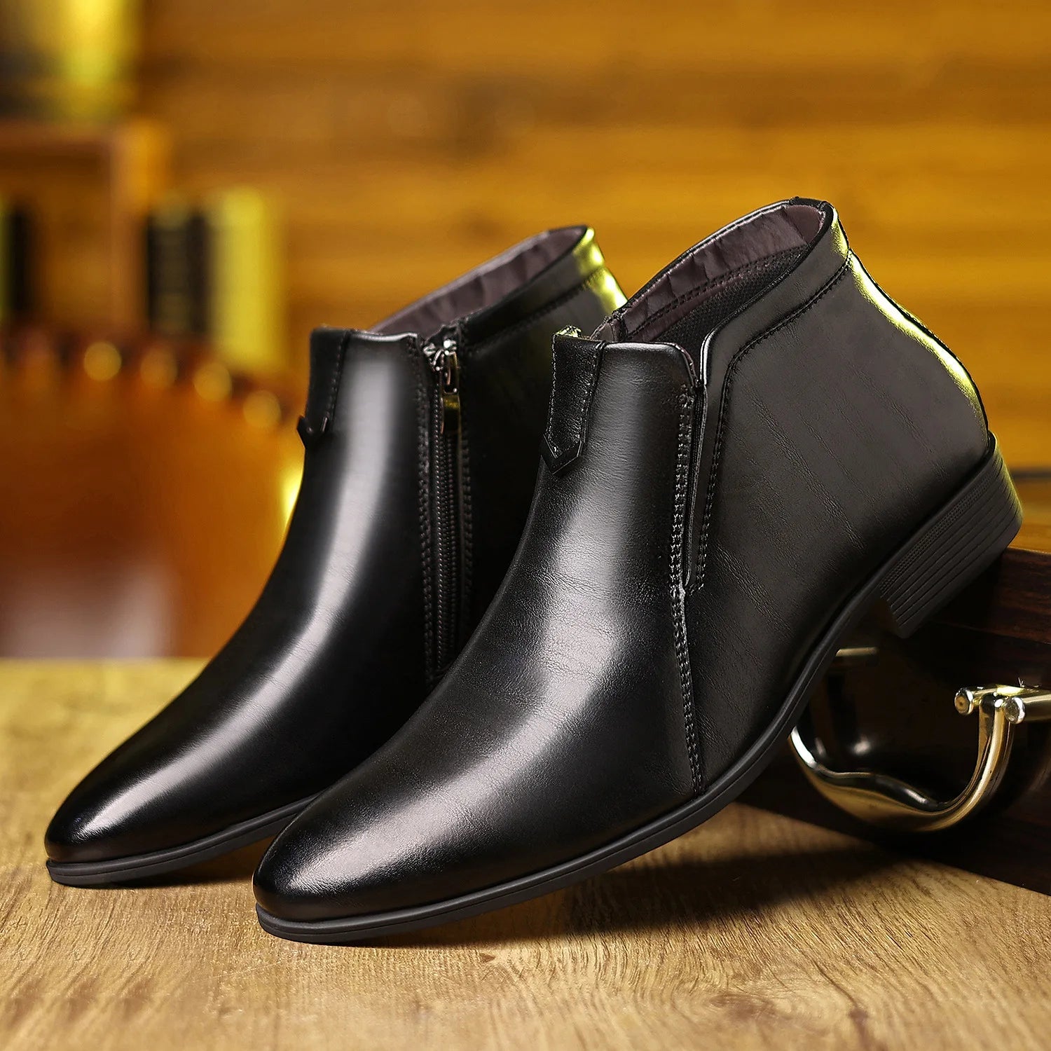 Retro Men Ankle Boots Luxury High - top Men Leather Shoes High Quality Non - Slip Motorcycle Boots Fashion Zipper Men Boots Big Size - PratSN