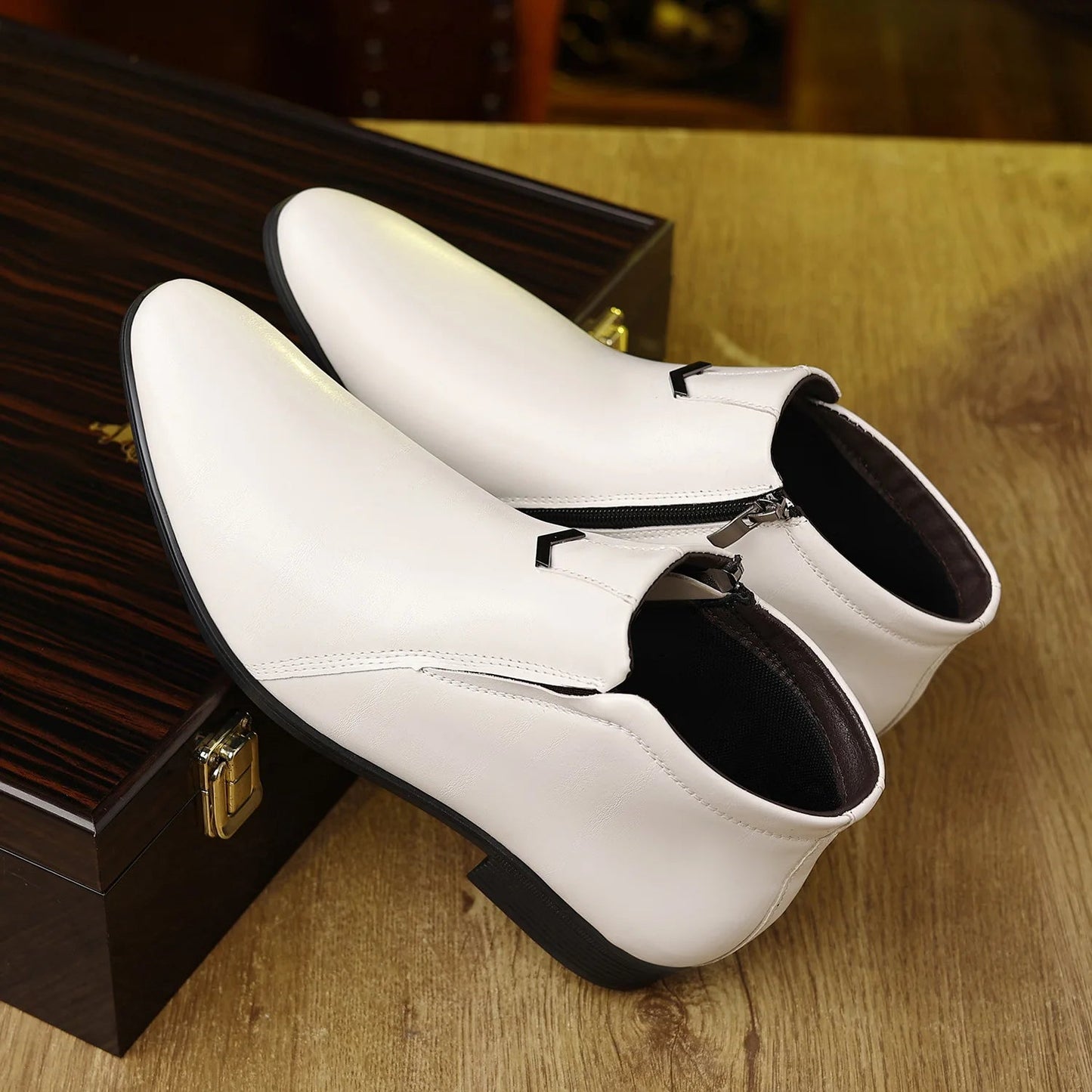 Retro Men Ankle Boots Luxury High - top Men Leather Shoes High Quality Non - Slip Motorcycle Boots Fashion Zipper Men Boots Big Size - PratSN