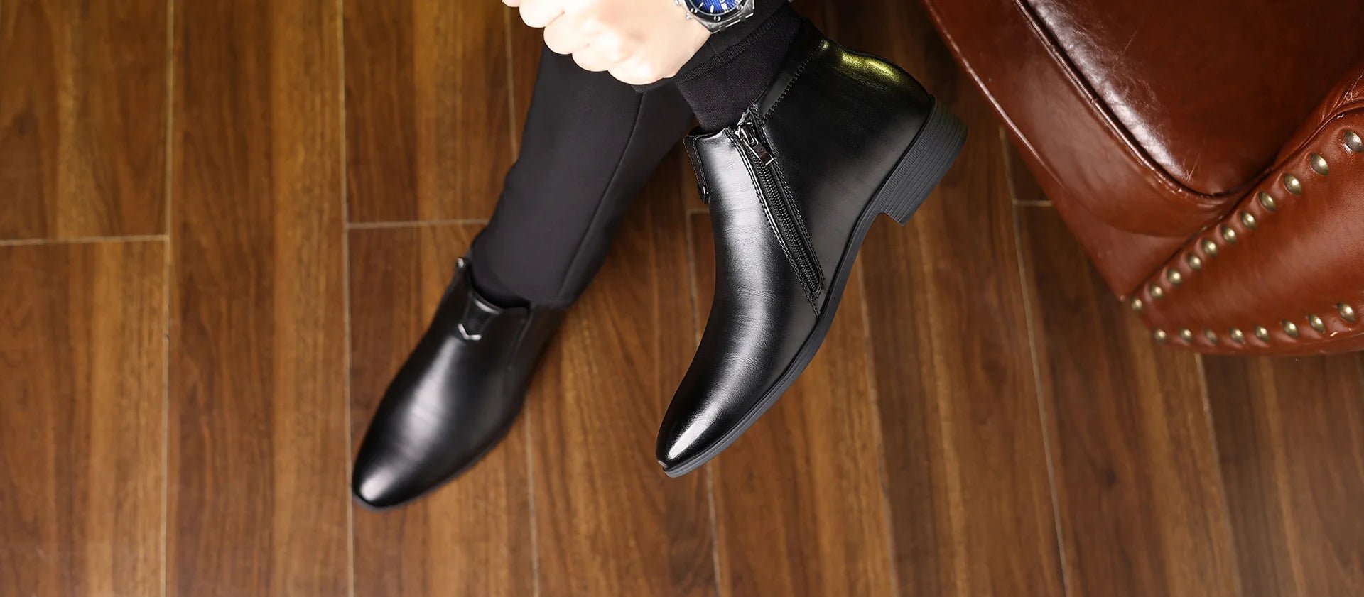 Retro Men Ankle Boots Luxury High - top Men Leather Shoes High Quality Non - Slip Motorcycle Boots Fashion Zipper Men Boots Big Size - PratSN