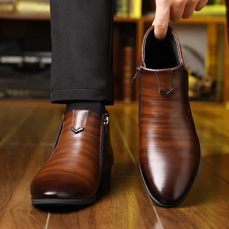 Retro Men Ankle Boots Luxury High - top Men Leather Shoes High Quality Non - Slip Motorcycle Boots Fashion Zipper Men Boots Big Size - PratSN