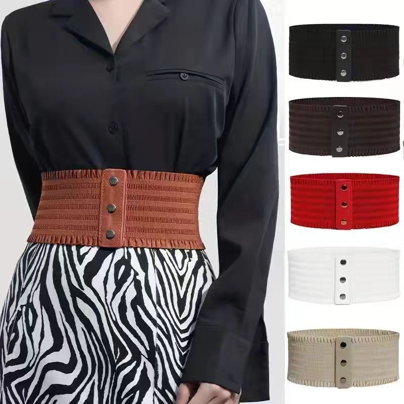 Retro - style Versatile New Womens Elastic Wide Waist Belt - PratSN