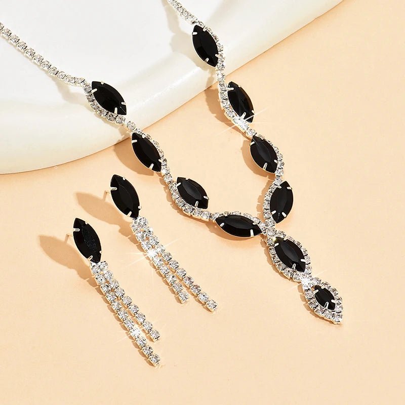 Rhinestone Necklace Set/Necklace And Earrings Design Fashion Exquisite/color Mix/red/blue/silver And Other Options - PratSN