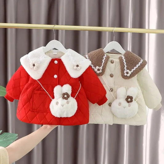 Ropa De Niño Child Clothing 2023 Winter Baby Clothes Korean Cute Girl Outer Cartoon Down Jacket Plush Princess Girl Clothes 아우터 - PratSN