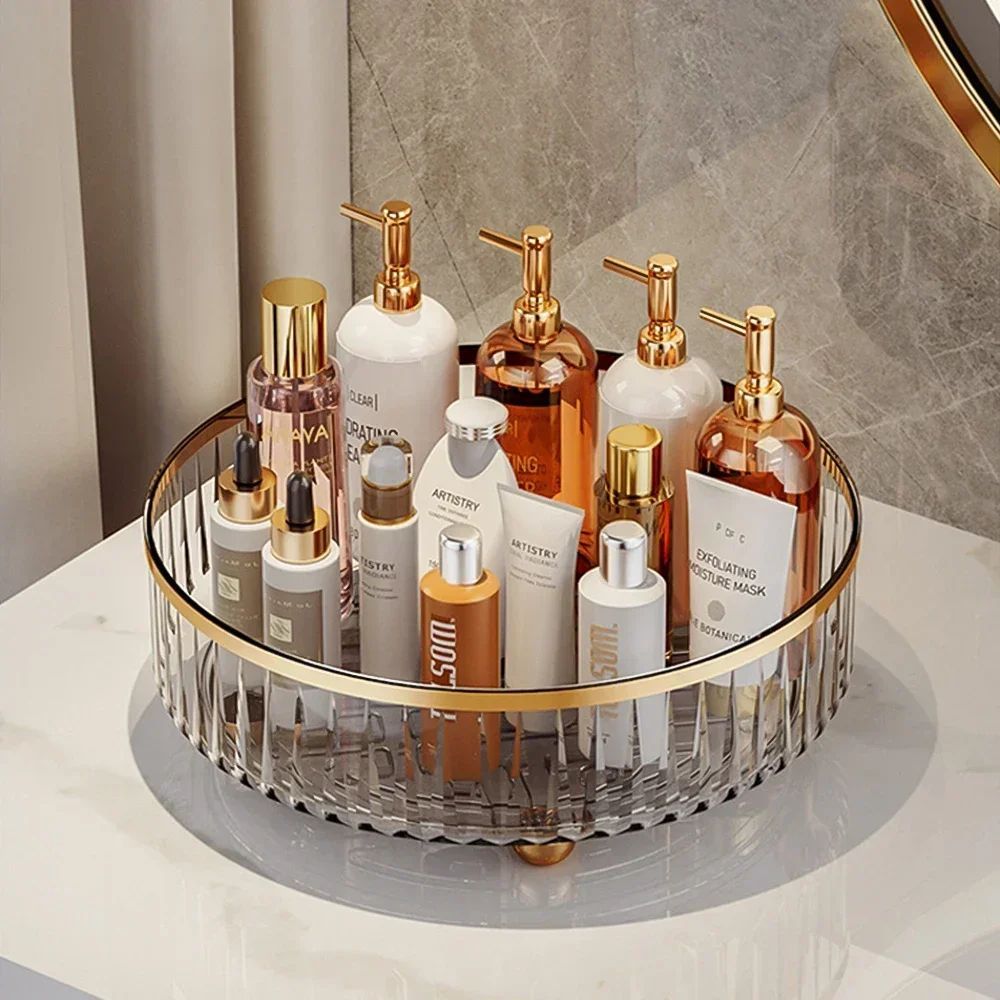 Rotating Cosmetic Organizer Light Luxury Perfume Skincare Organizer Transparent Makeup Storage Tray - PratSN
