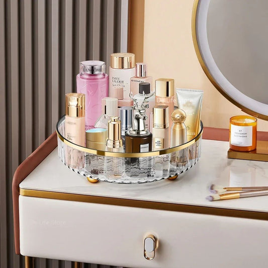 Rotating Cosmetic Organizer Light Luxury Perfume Skincare Organizer Transparent Makeup Storage Tray - PratSN