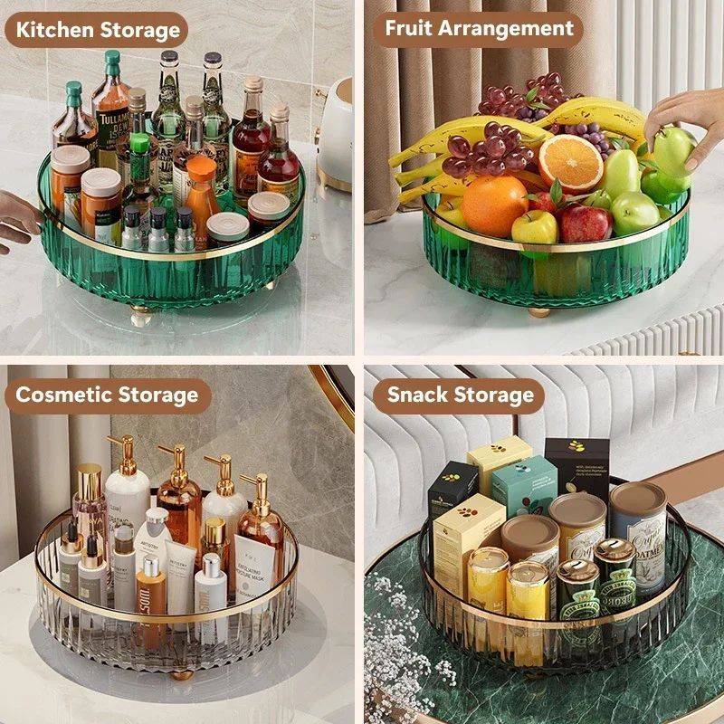 Rotating Cosmetic Organizer Light Luxury Perfume Skincare Organizer Transparent Makeup Storage Tray - PratSN