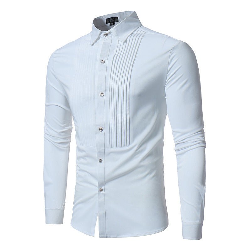 Royal Blue Wedding Tuxedo Shirt Slim Fit Long Sleeve Business Casual Dress - PratSN